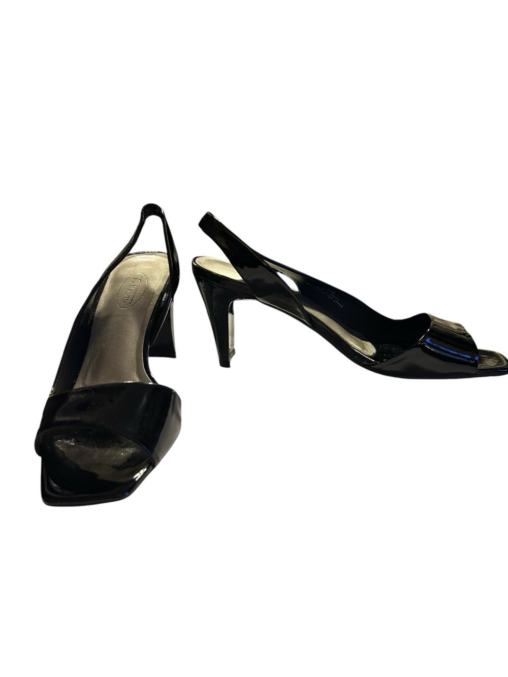 Talbots Black Patent Leather Slingback Sandals Square Toe Size 9.5 NWT